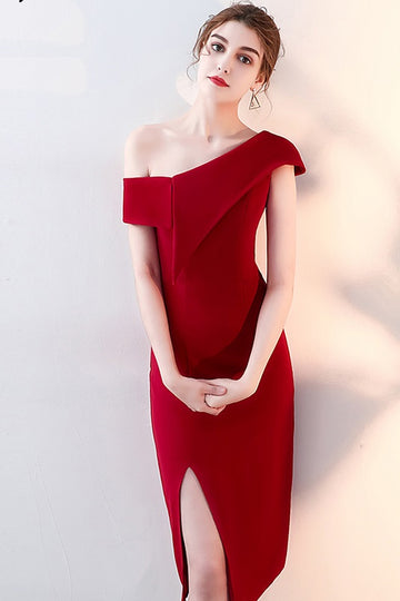 Sleeveless One-Shoulder Formal Evening Dress