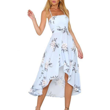 Sexy Halter Strapless Backless Floral Print Summer Dress verkadi.com
