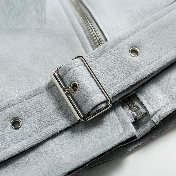 Casual Zipper Suede Stylish Short Modern Jacket