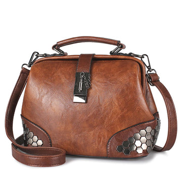 Hip Smart Leather Riveted Cross Body Shoulder Bag