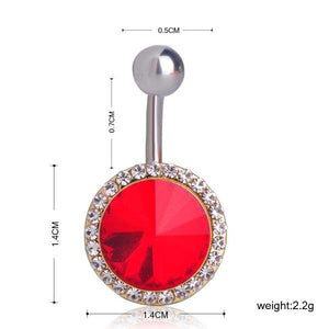 Fashion Red Round Rhinestone Navel Piercing Belly Button Ring Verkadi.com
