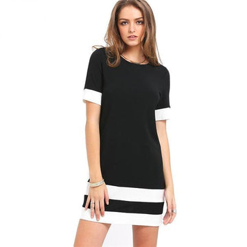 Casual Color Block Patchwork Mini Dress Verkadi.com