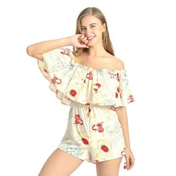 Hip Off Shoulder Printed Jumpsuit Romper Dress Verkadi.com