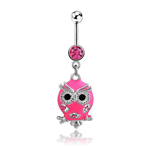 Cute Pink Owl Navel Piercing  Belly Button Ring Verkadi.com