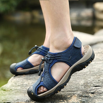Men Sandals Slippers Casual Suede Leather Gladiator Verkadi.com