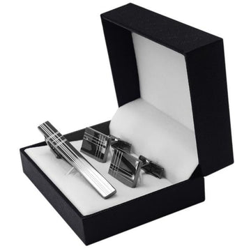 Classic Laser Stripe Tie Clip Cuff Links Set Verkadi.com