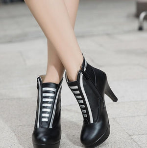 Pointed Toe Zipper High Heels Platform Ankle Boots Verkadi.com