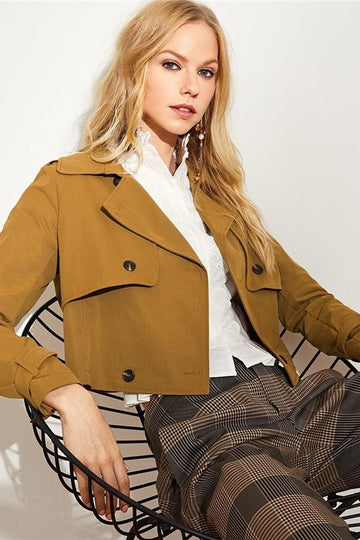 Flap Front Belted Cuff High Street Women Jackets