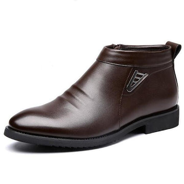 Solid Leather Handmade Pleated Sequined Ankle Boots