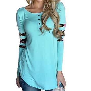 Casual Style Long Sleeve Print O-Neck Top Verkadi.com