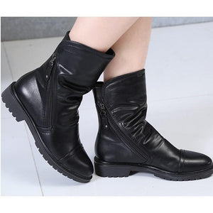 Hip Soft PU Leather Square Heel Ankle Boots