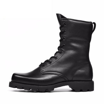 Genuine Leather Black Military Style Tactical Boots