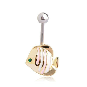 Small Fish Character Navel Piercing Belly Button Ring
