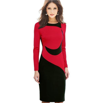 Long Sleeve Knee-Length Pencil Elegant Professional Dress