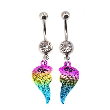 Rainbow BF Heart Dangle Navel Piercing Belly Button Ring Verkadi.com