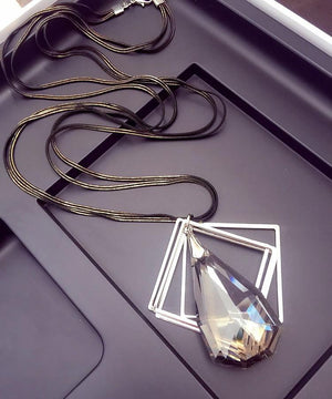 Crystal Drop Trapezoidal Necklace Pendant