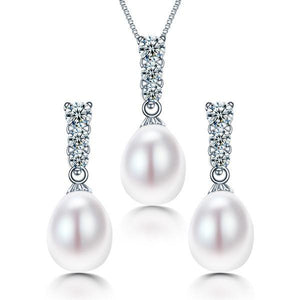 Real Pearl Pendant Necklace Earring Set Verkadi.com