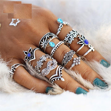 Retro Geometric Bohemian Knuckle Rings 13 Pcs Set Verkadi.com