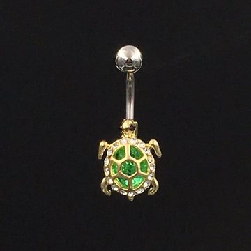 Lovely Green Gold Tortoise Belly Button Ring