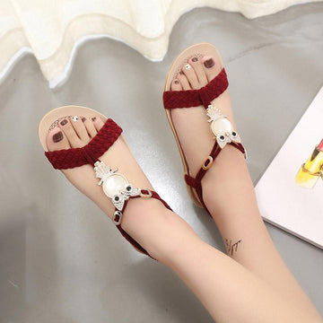 Bohemia Beaded Owl Wedge Sandals Verkadi.com