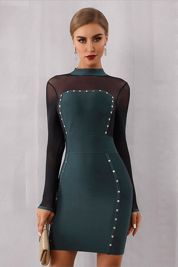 Sexy Bandage Long Sleeve Lace Bodycon Party Club Mini Dress – Verkadi
