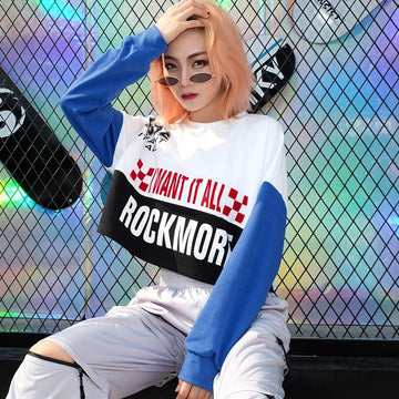 Hip Casual Street Wear Crop Top Print Hoodie Sweatshirt Verkadi.com