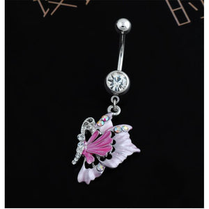 Lovely Colorful Stone Butterfly Belly Button Ring