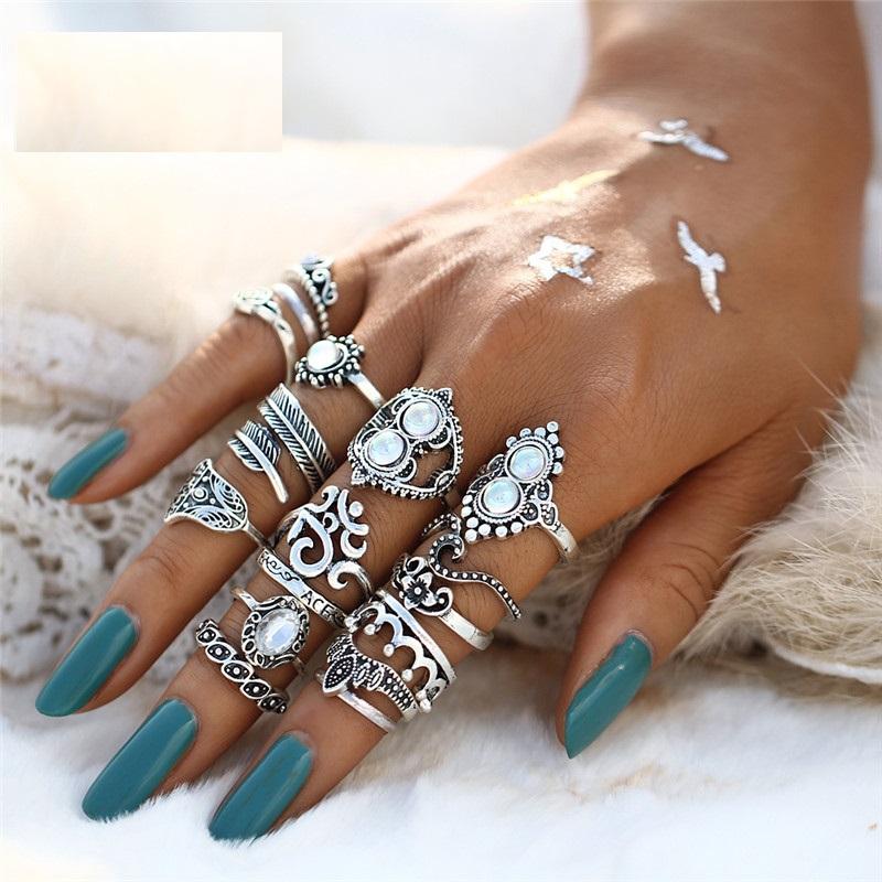 Full Hand Knuckle Rings Vintage Hand Knuckle Jewelry Ring Set 16 Pcs Verkadi.com