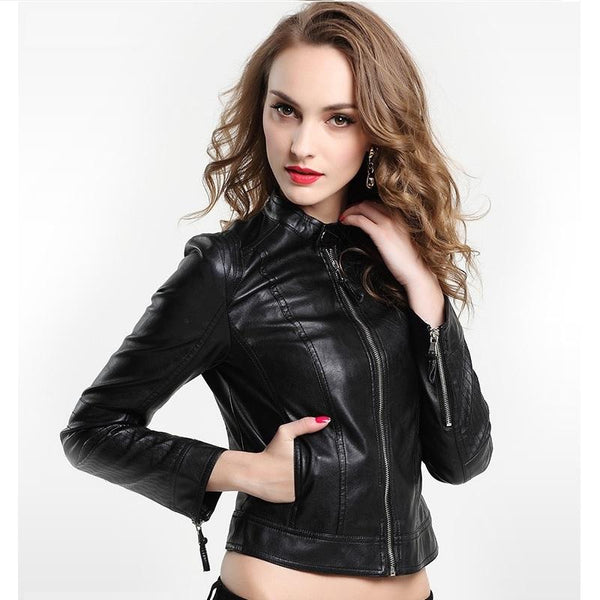 Hip Short Soft Faux Leather Street Wear Jacket