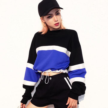 Hip Street Smart Patchwork Cropped Hoodie Sweatshirt Verkadi.com