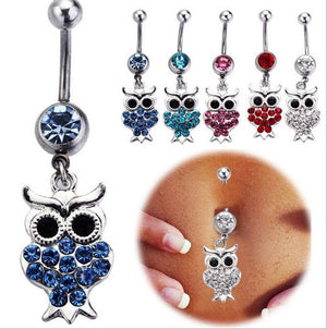 Sexy Crystal Owl Navel Piercing Belly Button Ring Verkadi.com