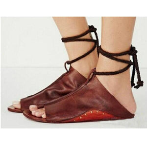 Smart Ankle Strap Lace Up Summer Flat Sandals Verkadi.com
