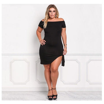 Sexy Off Shoulder Slash Neck Slim Casual Plus Size Dress Verkadi.com