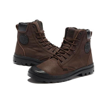 Solid Coffee Color Military Style Tactical Ankle Boots