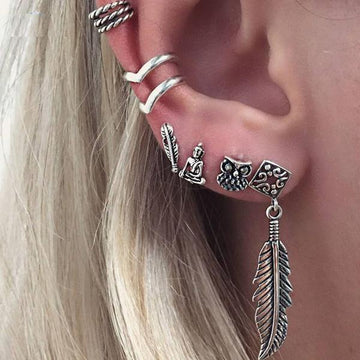6 pcs Leaf Buddha Statue Ear Piercing Set Verkadi.com