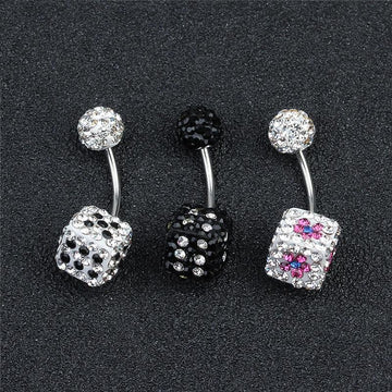 Crystal Rhinestone Dice Navel Piercing Belly Button Ring Verkadi.com