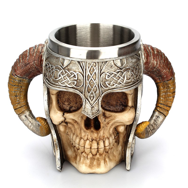 New Medieval Castle Lord Knight Skeleton Stainless Steel Mug Verkadi.com