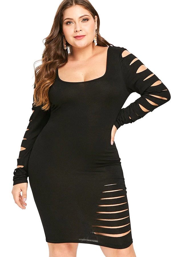 ladder cut out bodycon dress Motel Hailey Cut Out Bodycon Dress in Black