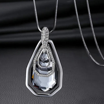 Modern Zen Crystal Geometric Long Chain Pendant Verkadi.com