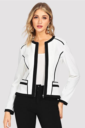 Contrast Binding elegant jackets for women
