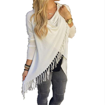 Cool European Style Long Sleeve Slim Tassel Slash Top Verkadi.com