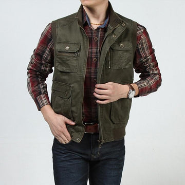 Cotton Outdoor Multiple Pockets Men Vest  Verkadi.com
