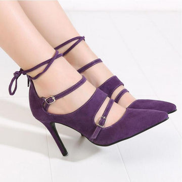 Pointed High Heels Ankle Strap Pump Shoes Verkadi.com