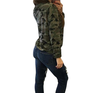 Camouflage Trendy Long Sleeve Bandage Sweatshirt Tops Verkadi.com