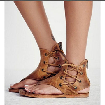 Cross Skull Roman Style Summer Flat Sandals Verkadi.com