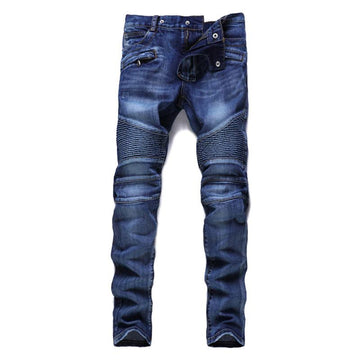 Biker Designer Light Ripped Moto Stretch Denim Jeans Verkadi.com