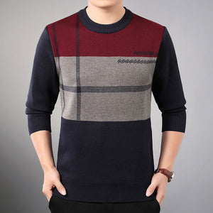 Smart Plaid Pull Casual Thin Men Sweaters Pullover