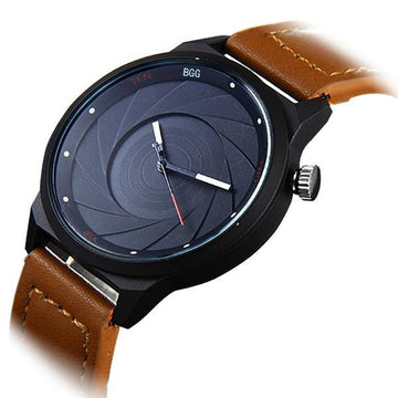 Casual Creative Black leather Quartz Watch