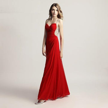 Trendy Pleated With Beading Back Long Chiffon Dress Verkadi.com