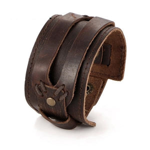 Unisex Leather Open Cuff Rope Wide Hip Bracelet